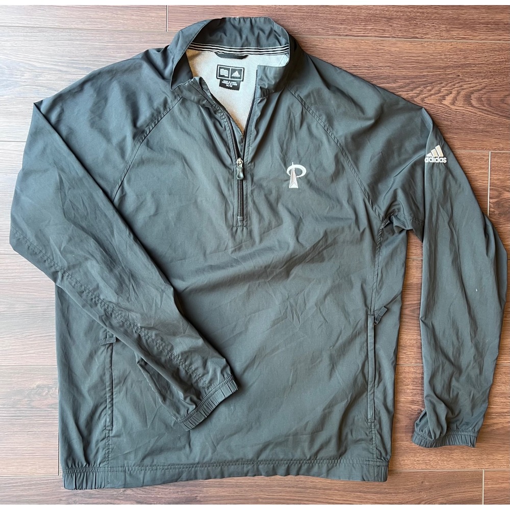 Adidas ClimaProof Wind Jacket Mens Medium Gray Pinnacle Golf Club 1/4 Zip 991233